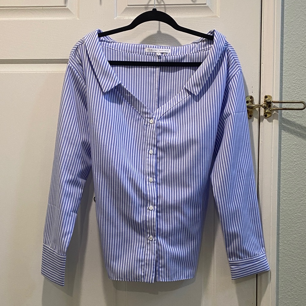 English Factory Blue and White Striped Shirt